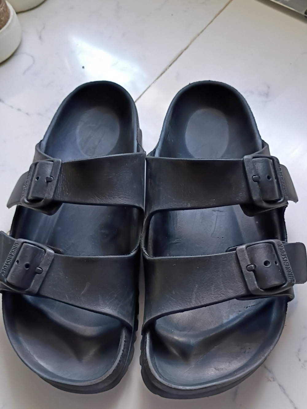 Birkenstock Men's Black Double-Buckle Slide Sandals